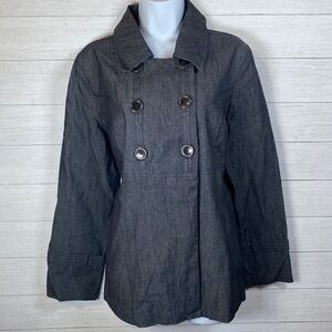 Sandro Sportswear Charcoal Gray Double-Breasted Blazer Jacket Long Sleeves Large